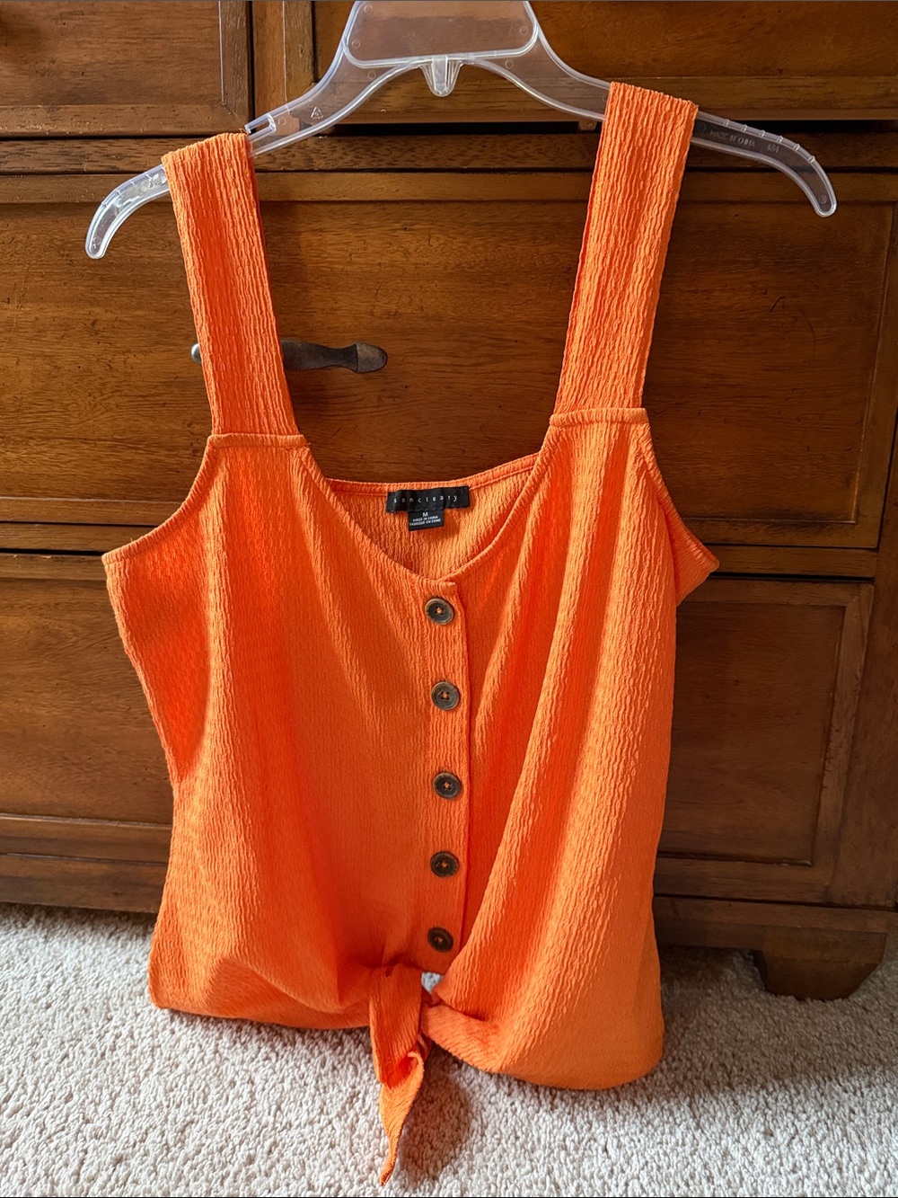 Sanctuary Button-Front Tie Hem Women's Tank Top - Orange
